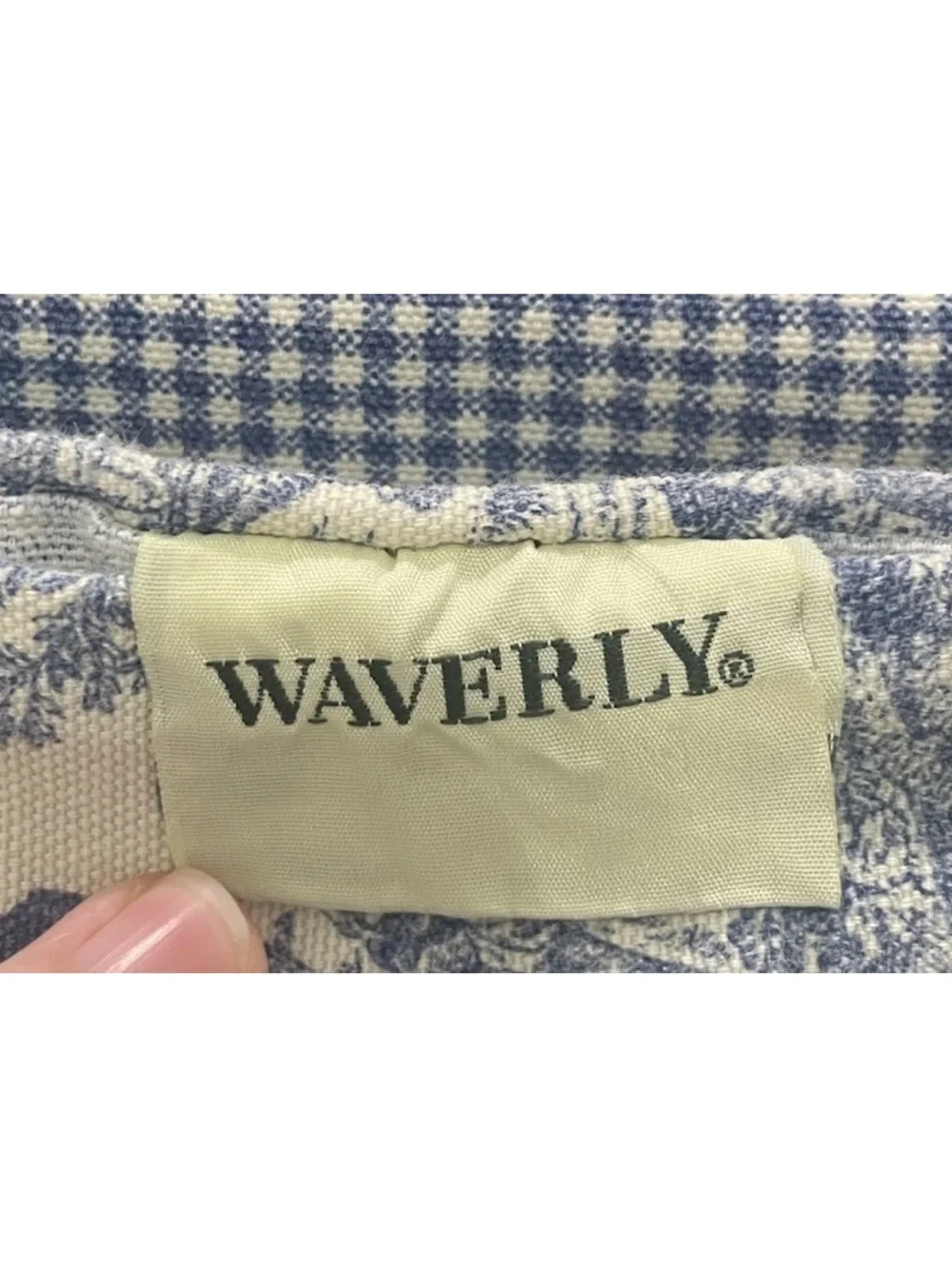Title: Waverly Blue Gingham Pastoral Toile Tablecloth 88x124 French Country
